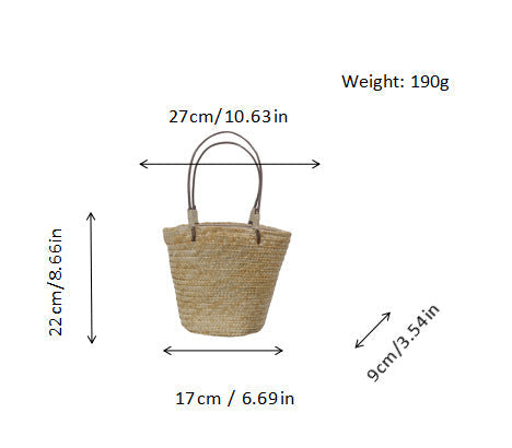 Handmade basket bag with leather handles Kalsten