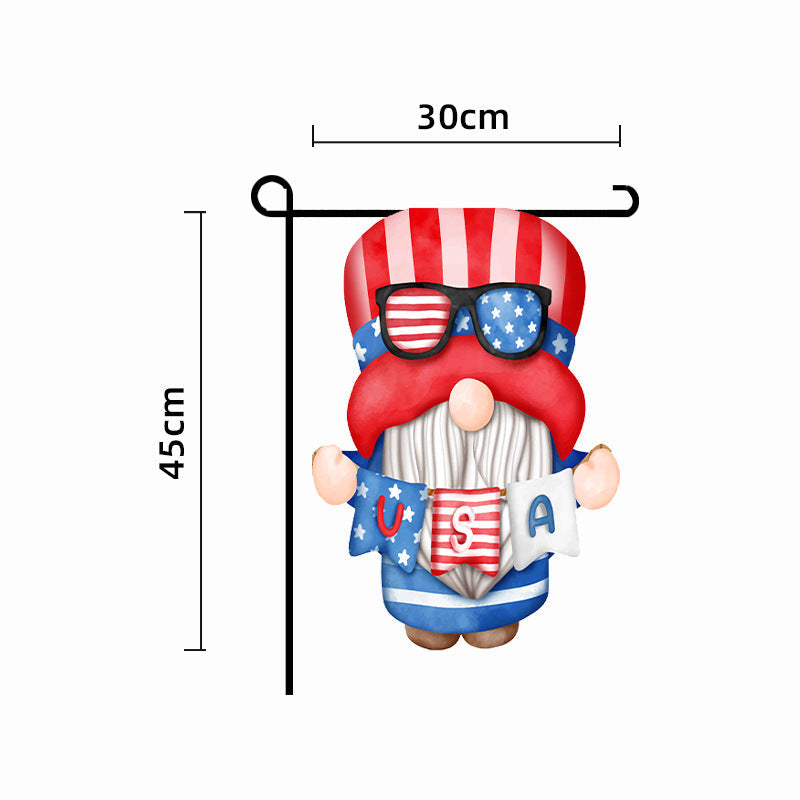 Unisex nan patriotic outdoor decorative gnome garden flag with pole sleeve Kalsten