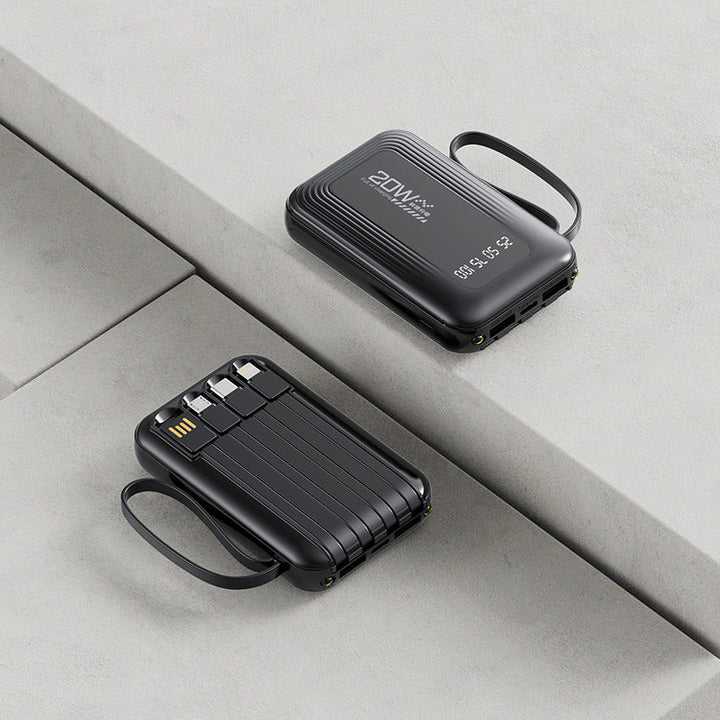 Portable power bank with integrated cable system and LED display Kalsten