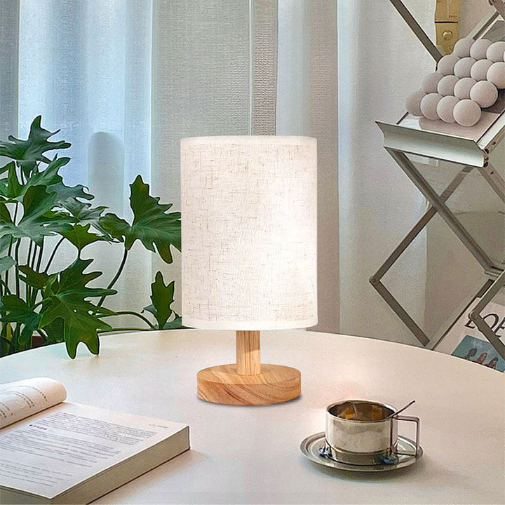USB Solid Wood Fabric Table Lamp | Kalsten