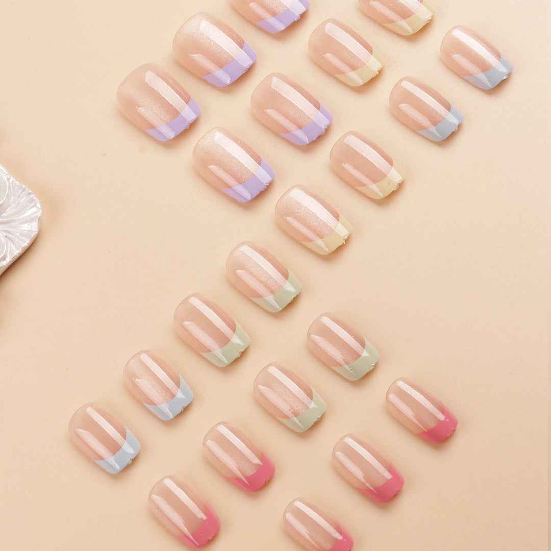 Artistic Colorful French Tip Press-On Nail Set Kalsten