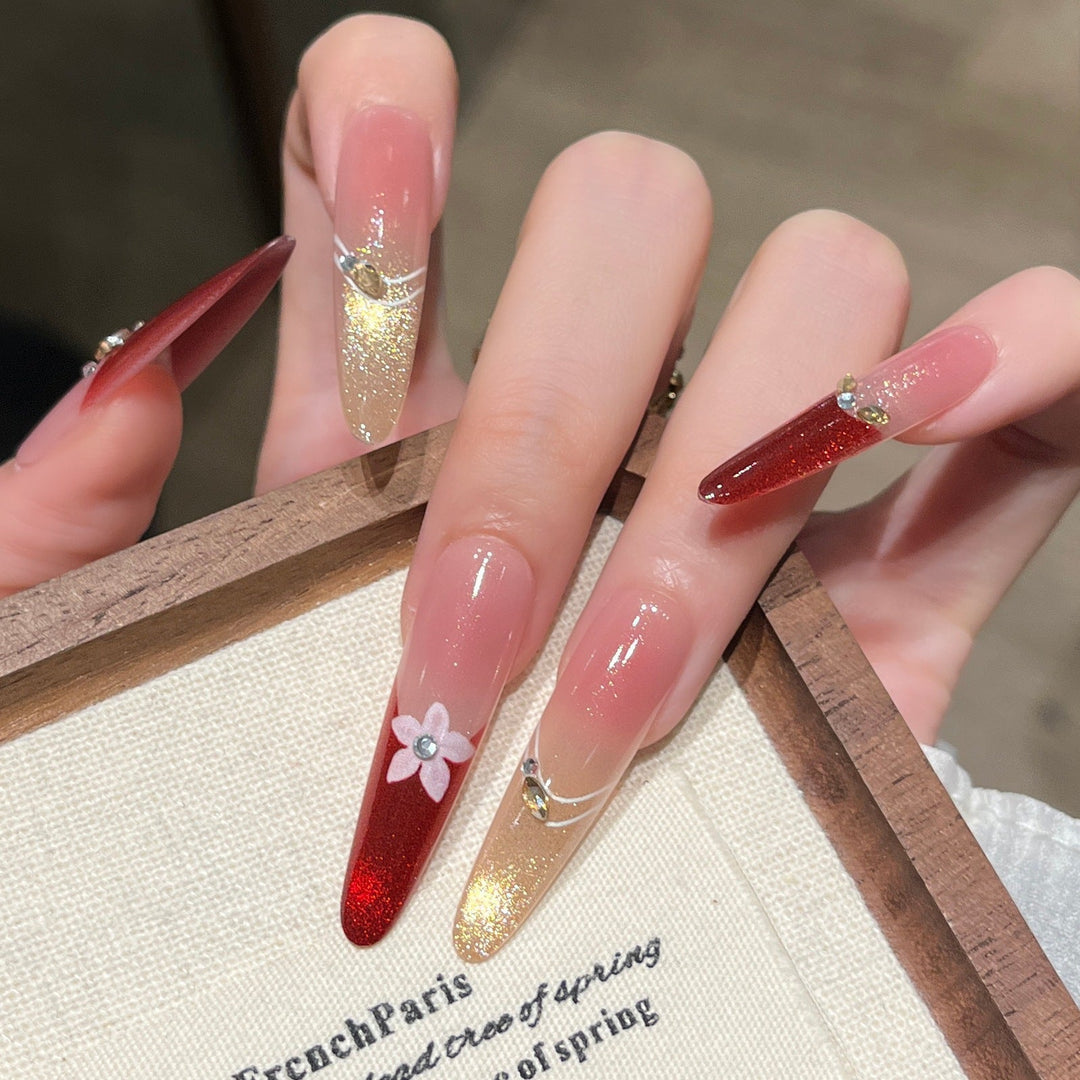Artistic Nail Art Extensions with Floral Accents Kalsten