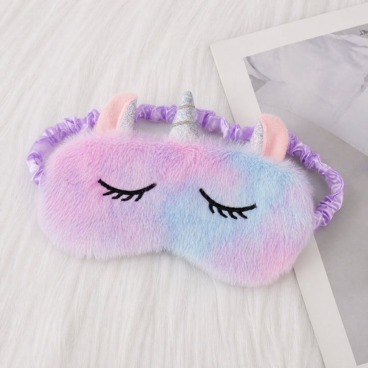 Ladies nan cozy unicorn sleep mask with embroidered eyelashes, soft plush and elastic ruffled ribbon Kalsten