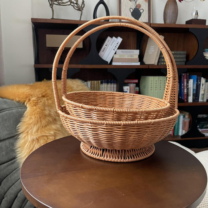 Women's round pasture basket with practical handle Kalsten