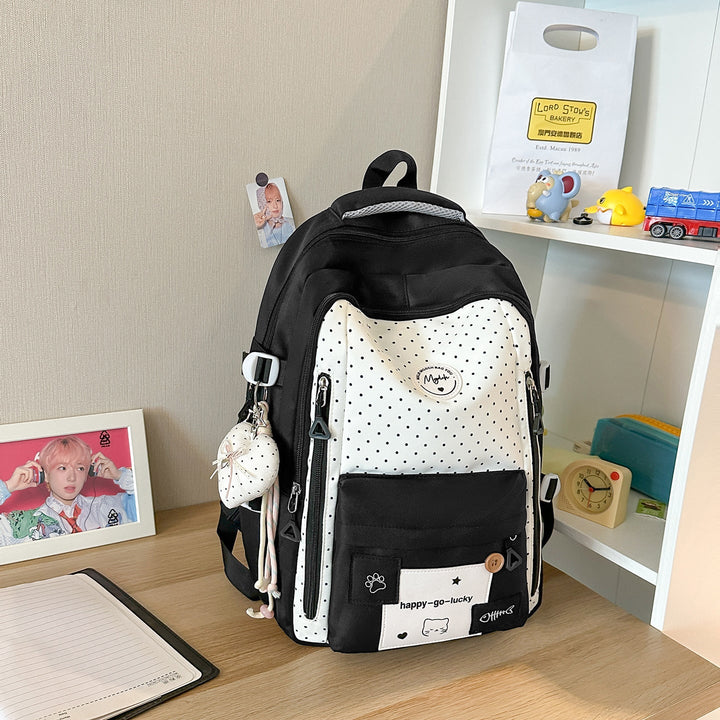 Cute Polka Dot Patterned School Backpack