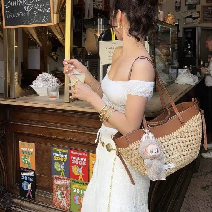 Braided handbag with elegant leather trim Kalsten