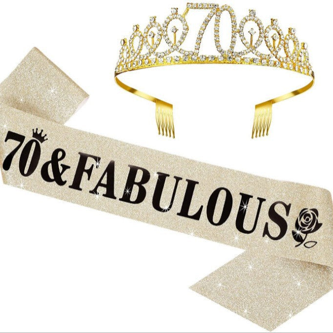 Women's Glittering Birthday Tiara Set with Sash Kalsten