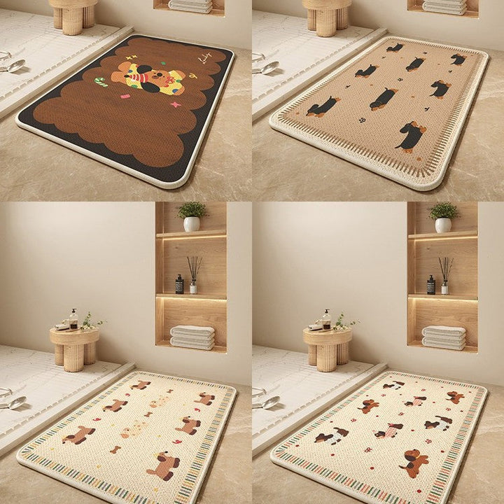 Cartoon Dog-Themed Bath Mat Kalsten