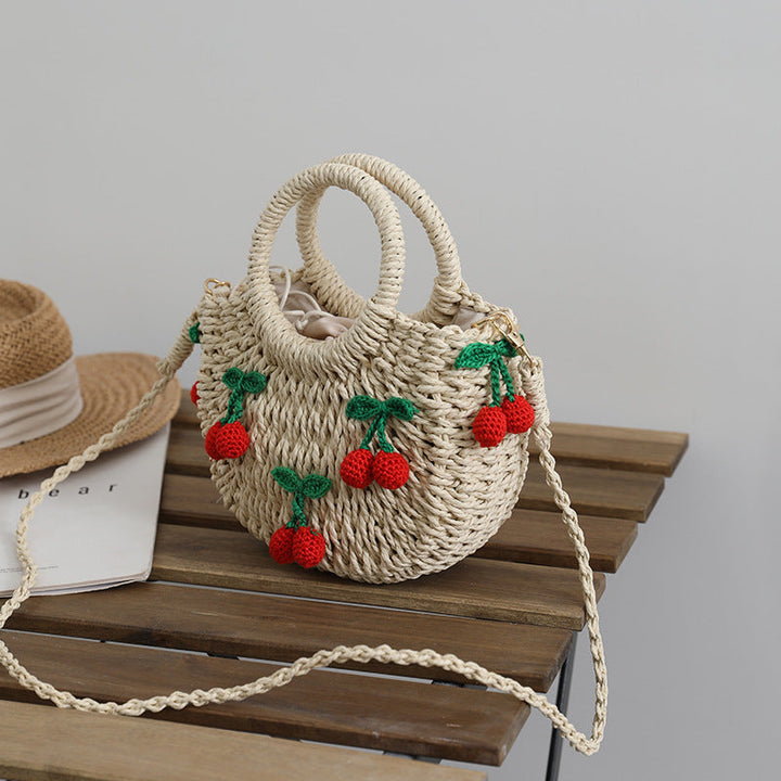 Bast bag with cheerful strawberry motifs Kalsten