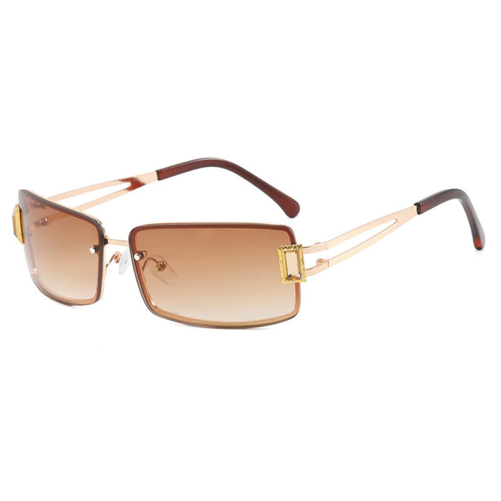 Ladies stylish sunglasses with elegant trapezoidal lenses and filigree metal frame Kalsten