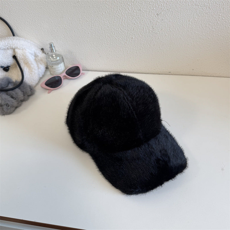 Unisex Plush Faux Fur Baseball Cap Kalsten