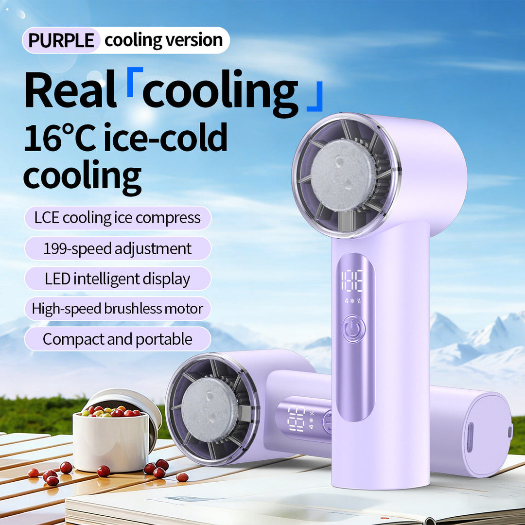 Unisex nan handheld cooling fan with ice cartridge and LED display Kalsten