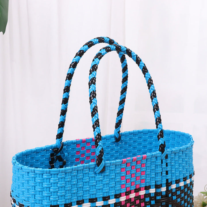 Handcrafted beach bag with colorful wave pattern Kalsten