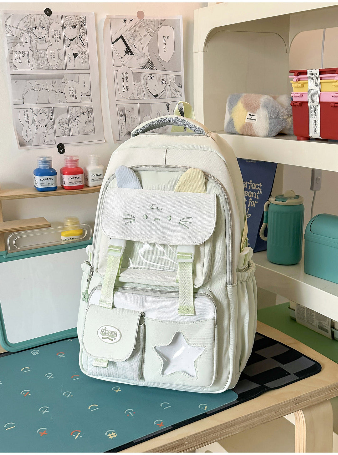 Cute Character-Themed Multi-Pocket School Backpack