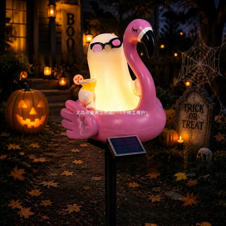 Whimsical Solar Flamingo Garden Stake Lantern With Integrated LED Character And Ground Spike Kalsten