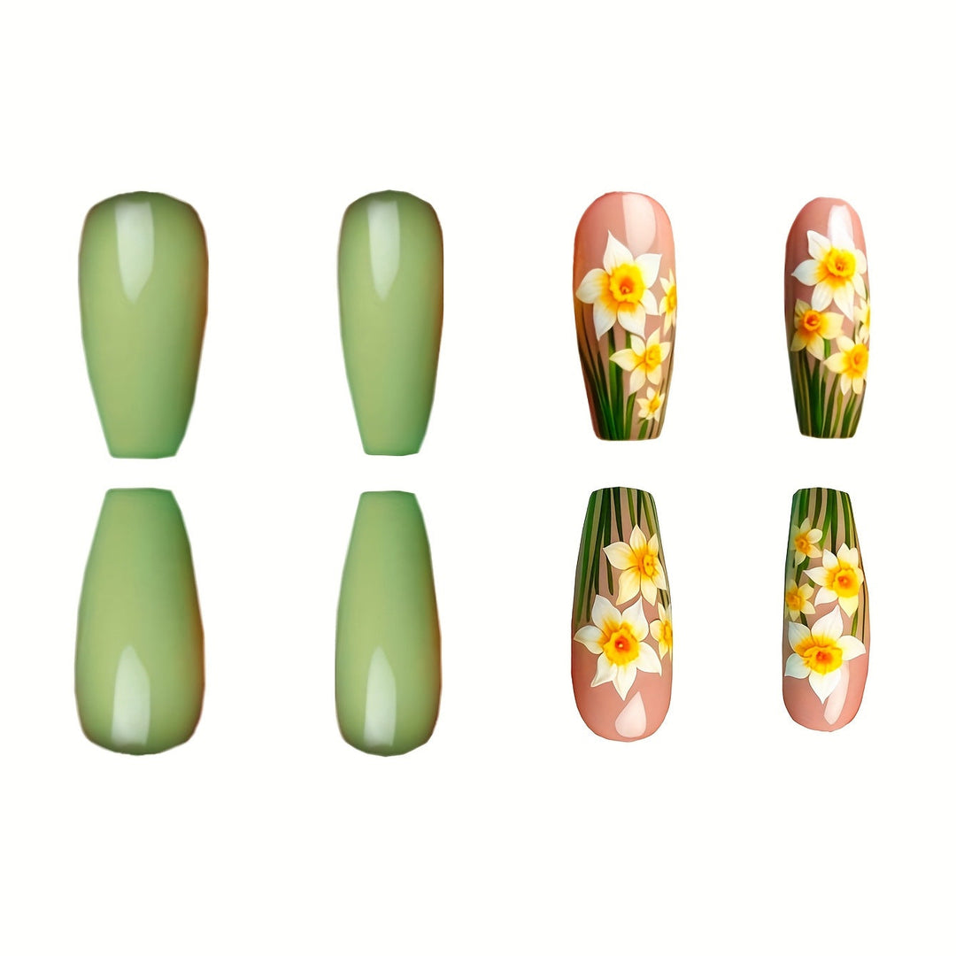 Floral Daffodil Press-On Nail Art Kalsten