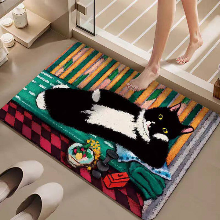 Cartoon Cat-Themed Bath Mat Kalsten