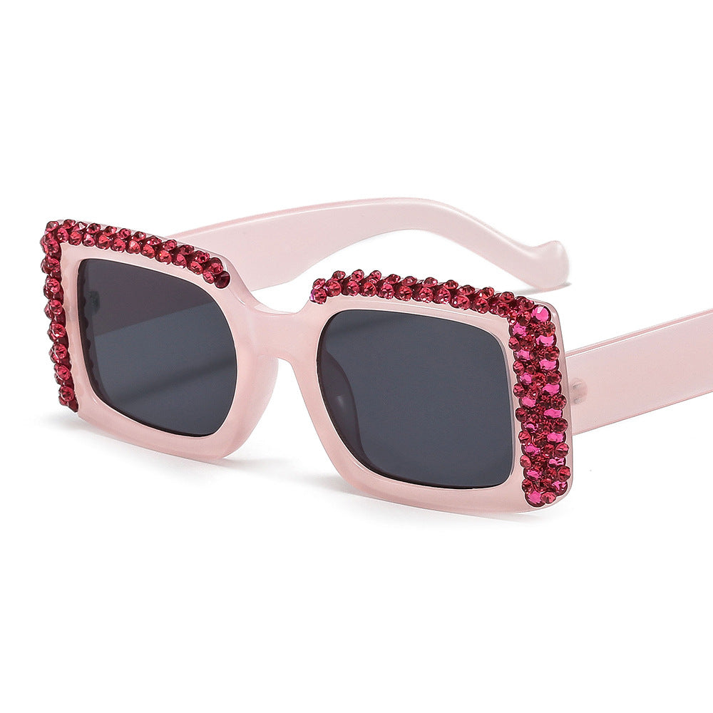Women's Glamorous Square Sunglasses with Sparkling Crystal Frame Kalsten