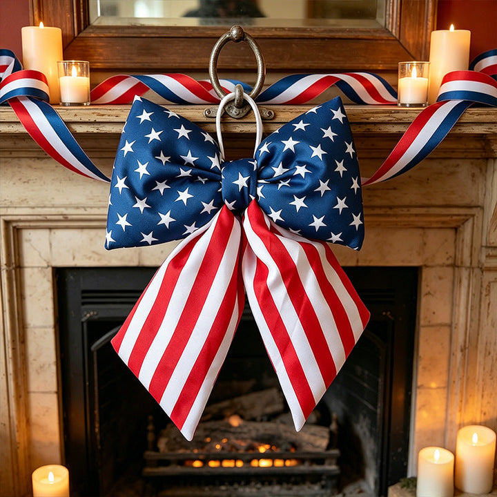 Independence Day oversized hanging bow with elastic loop for door porch and wreath Kalsten