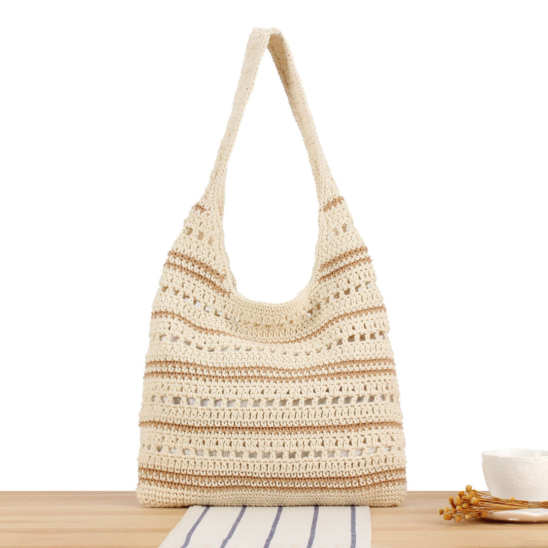 Braided Macrame Shoulder Bag with Modern Stripes Kalsten