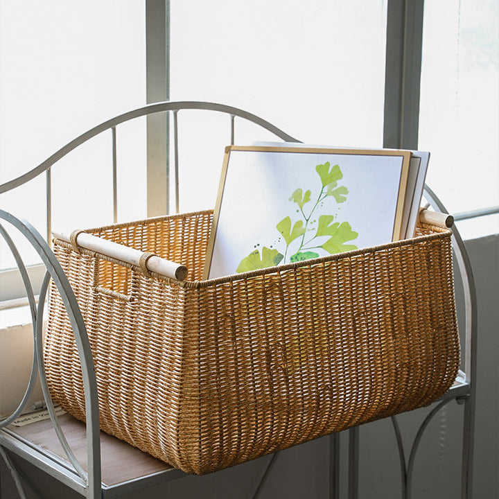 Large Handwoven Storage Basket with Ergonomic Handles Kalsten