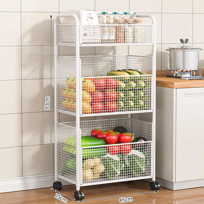 Rolling Kitchen Storage Cart with Mesh Baskets Kalsten