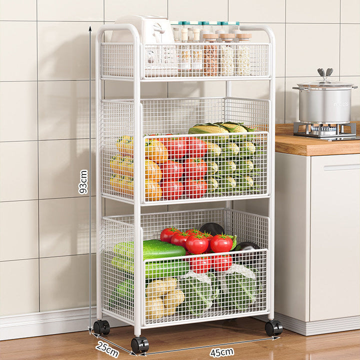 Rolling Kitchen Storage Cart with Mesh Baskets Kalsten