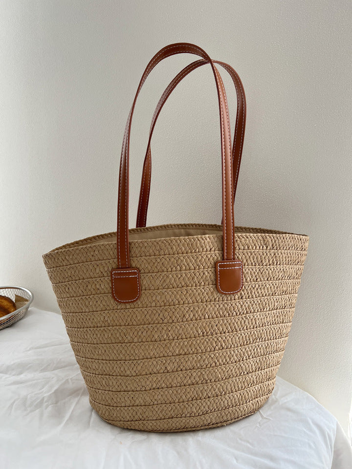 Handcrafted straw bag with elegant leather handles Kalsten