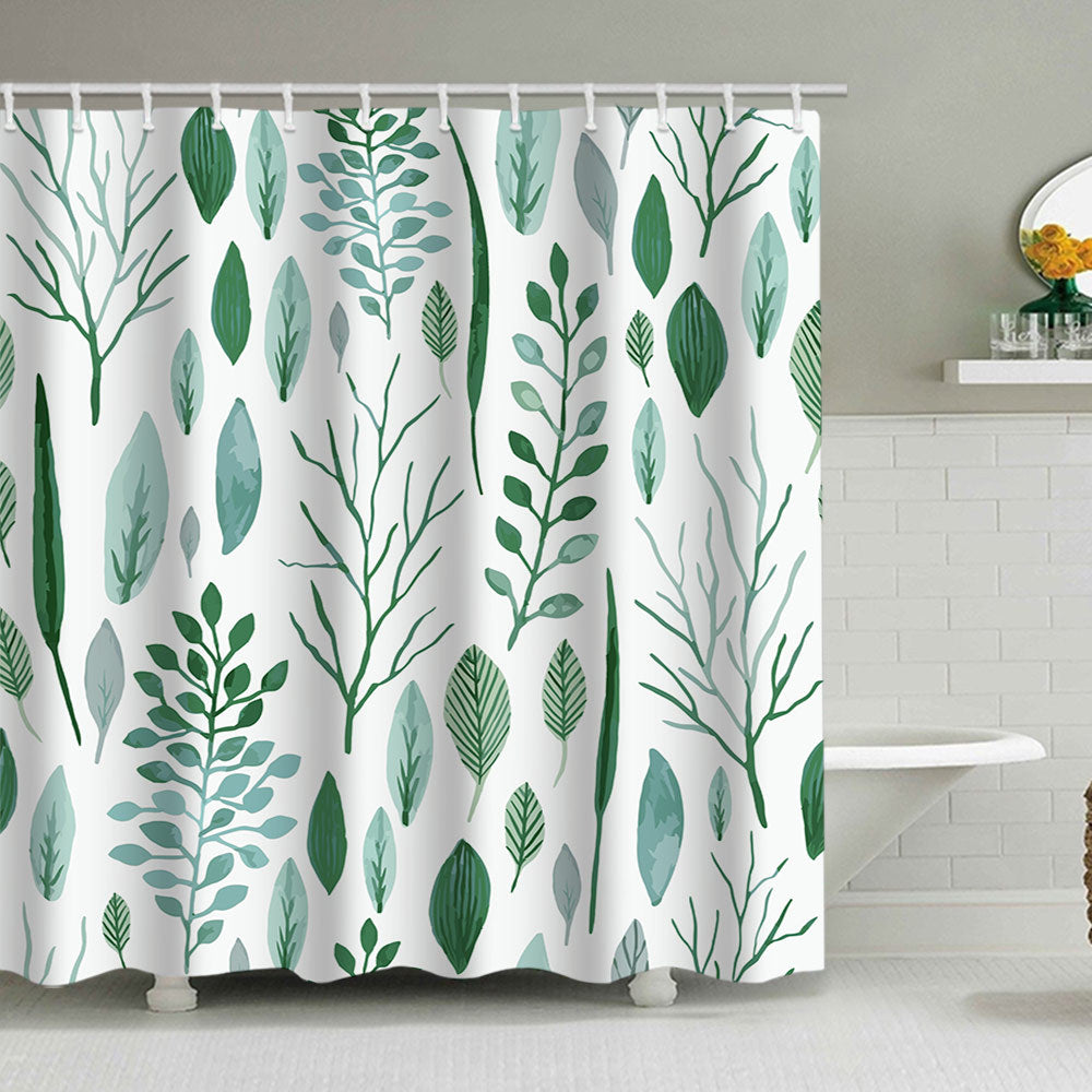 Botanical Leaf Pattern Shower Curtain Kalsten