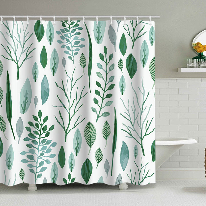 Botanical Leaf Pattern Shower Curtain Kalsten