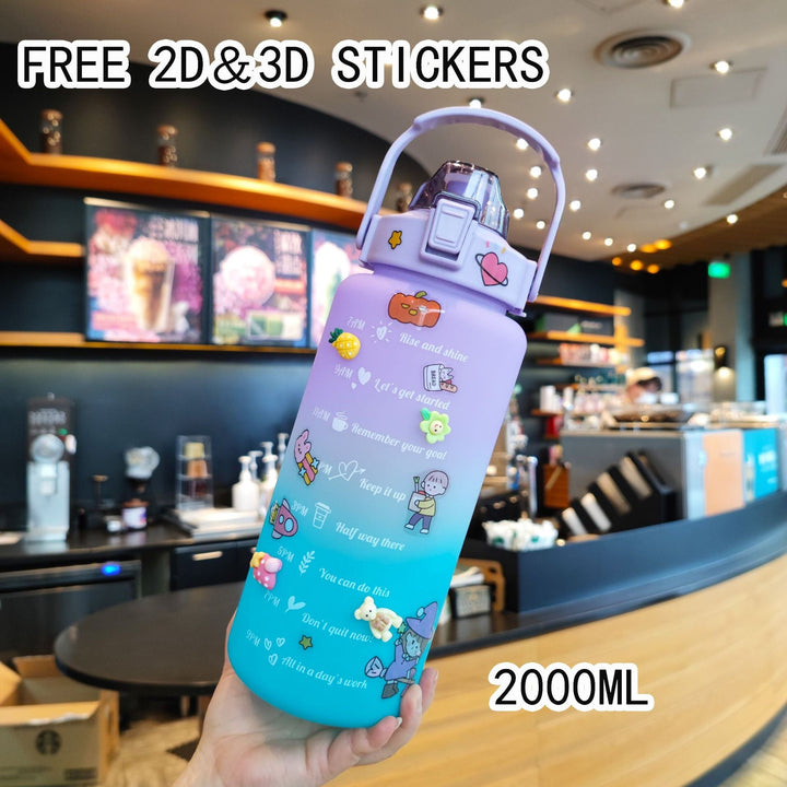 Women's Motivating Water Bottle with Interactive Sticker Set Kalsten