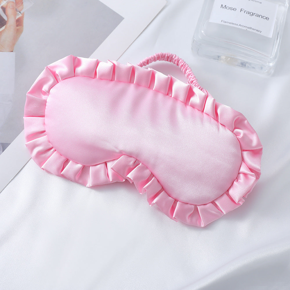 Women's nan satin-gloss eye mask with ergonomic contour, frilled ruffle edge, and gentle padding Kalsten