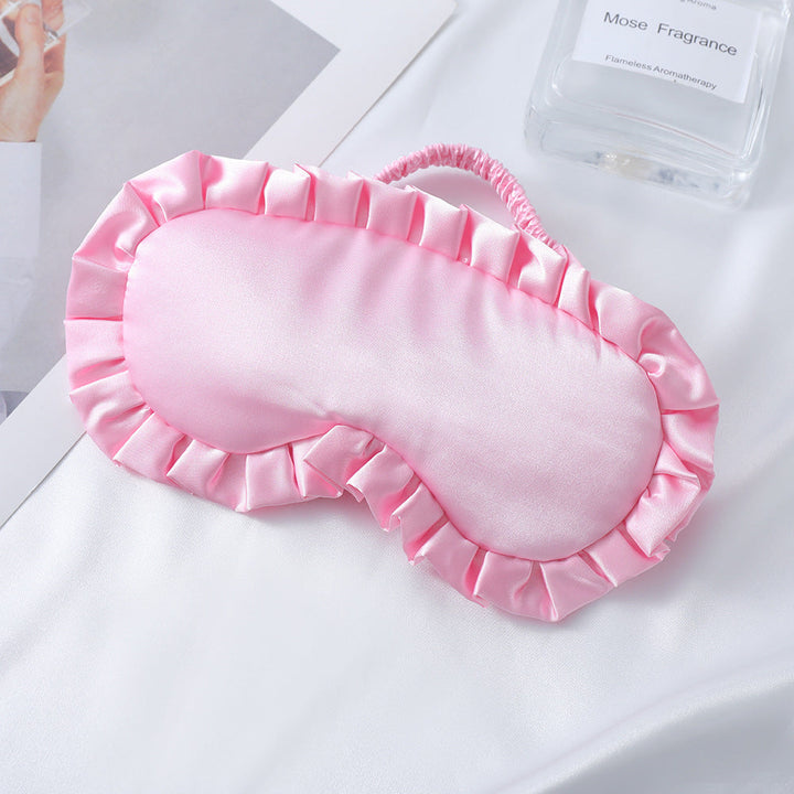 Women's nan satin-gloss eye mask with ergonomic contour, frilled ruffle edge, and gentle padding Kalsten