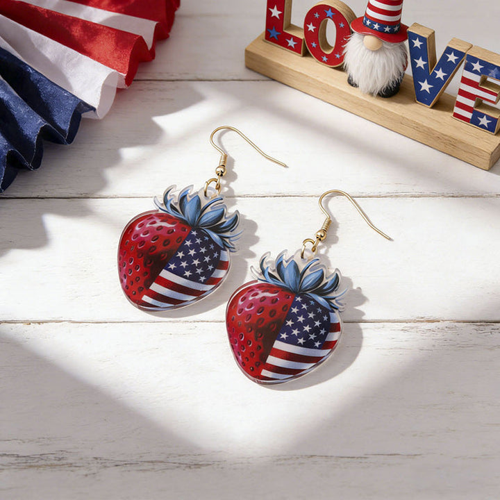Ladies nan statement earrings with bow shape and American flag pendant Kalsten