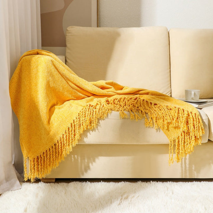 Ladies elegant and stylish couch blanket with fringes Kalsten