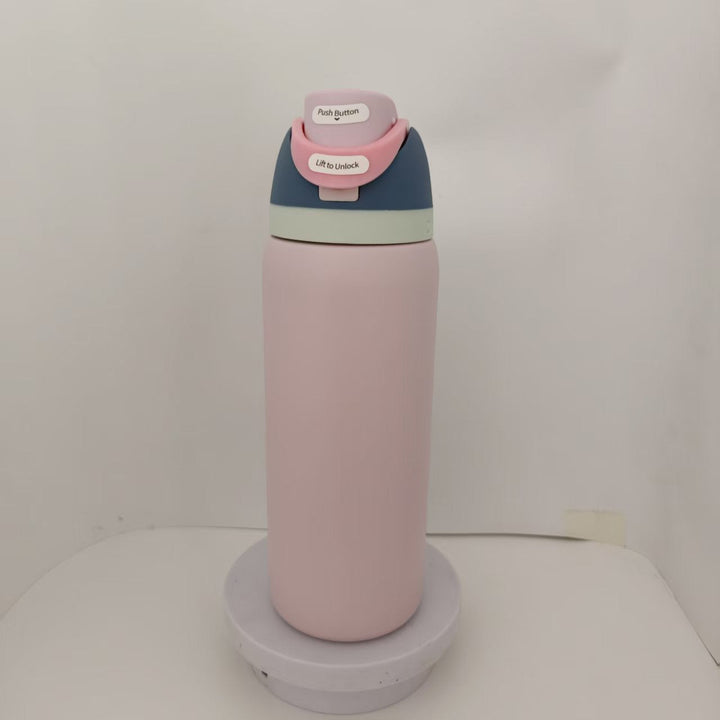 Double-Wall Vacuum Insulated Stainless Steel Travel Bottle With Flip Straw Leakproof Lid And Character Print