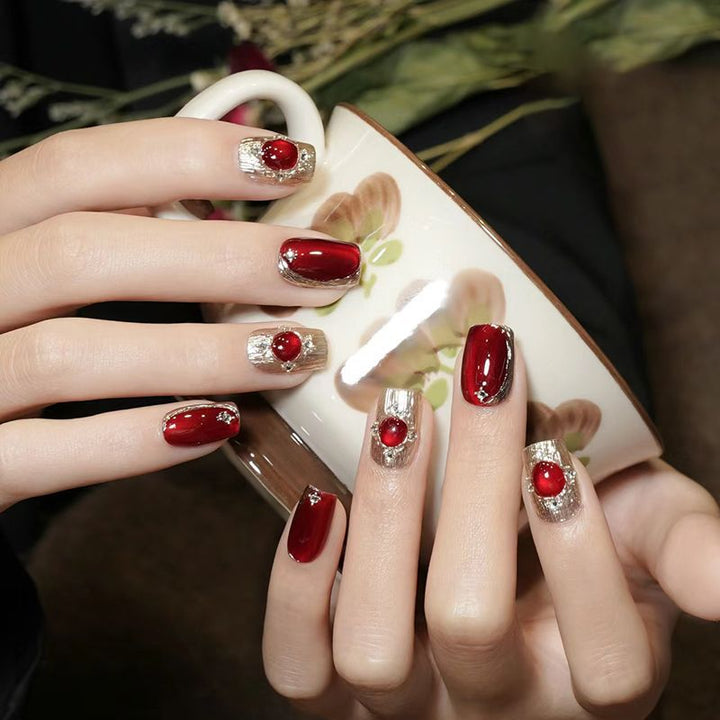 Elegant Foil and Floral Press-On Nail Set Kalsten