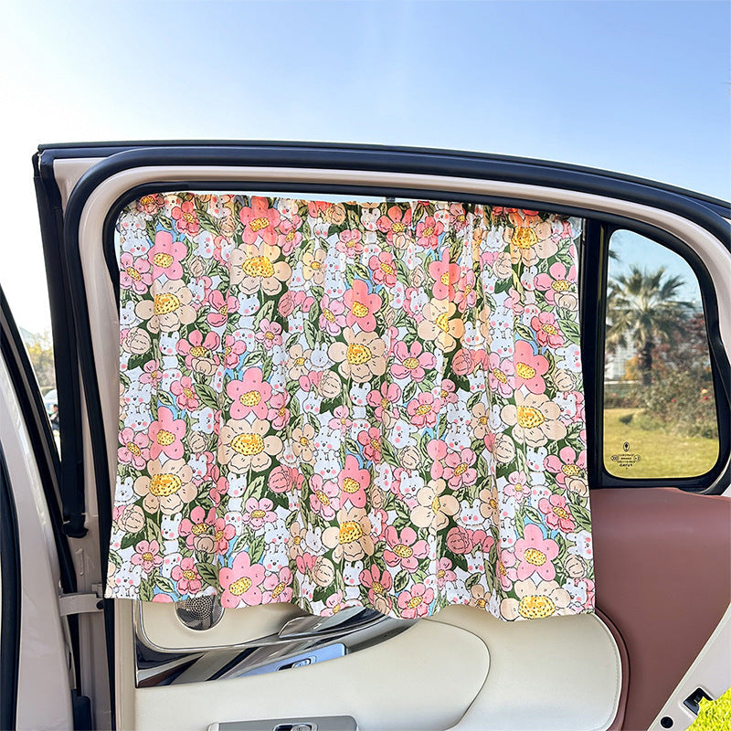 Unisex nan sun protection car curtain with elastic fastening strap and opaque cotton blend Kalsten