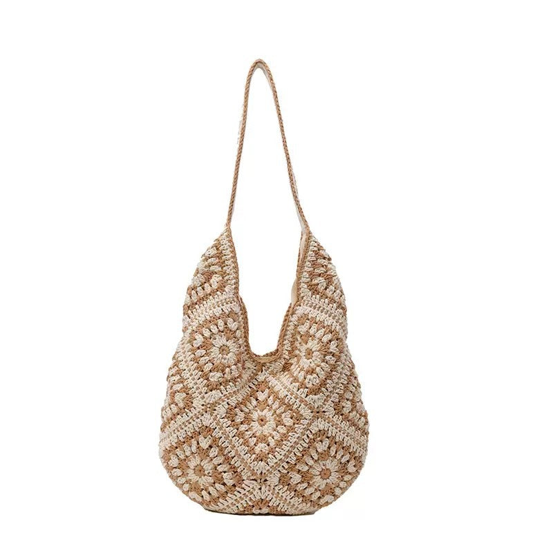 Hand-knotted shoulder bag with floral motifs Kalsten