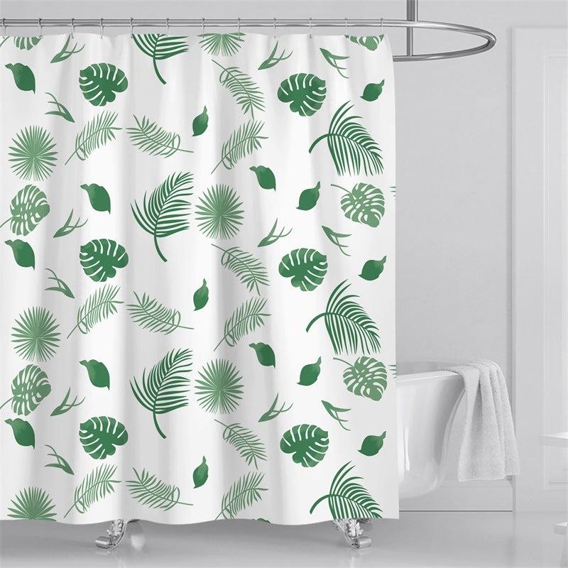 Tropical Leaf Print Shower Curtain Kalsten