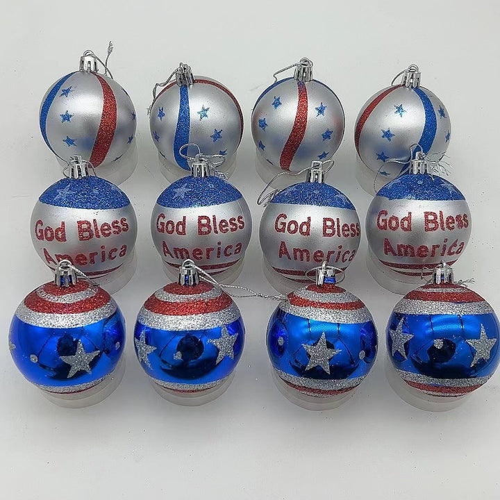 Unisex nan patriotic glass Christmas bauble set with glitter effect and inscription Kalsten