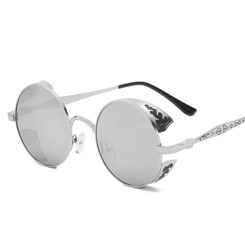 Ladies round sunglasses with luxurious gold frame and decorative elements Kalsten
