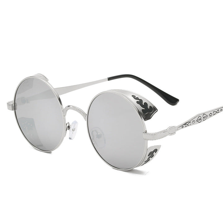 Ladies round sunglasses with luxurious gold frame and decorative elements Kalsten