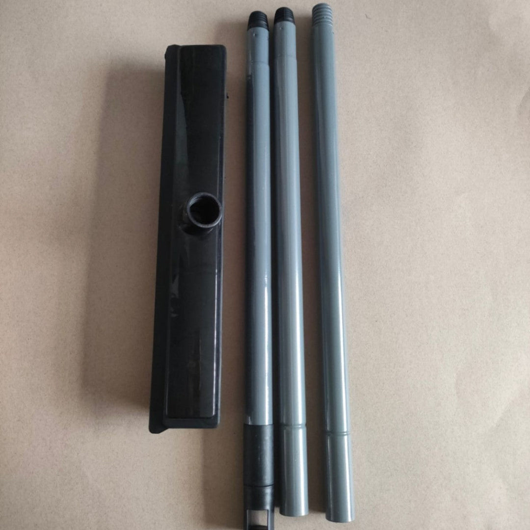 Heavy-Duty Rubber Floor Squeegee With Telescopic Handle And Angled Swivel Head