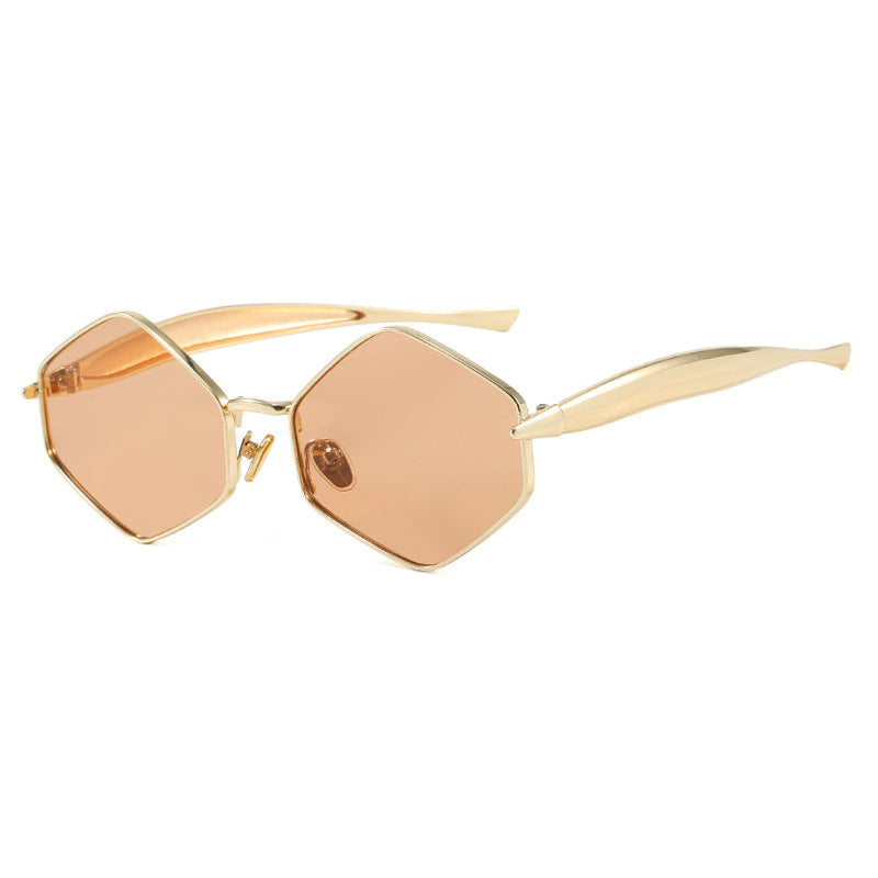 Women's hexagonal sunglasses with elegant metal frame and UV protection Kalsten