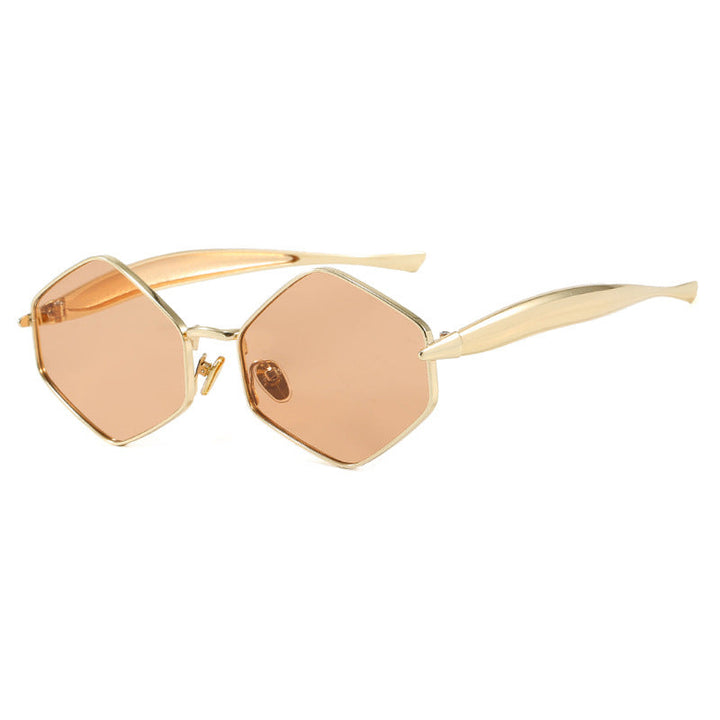 Women's hexagonal sunglasses with elegant metal frame and UV protection Kalsten