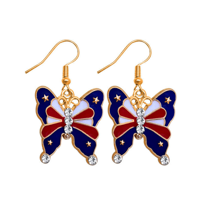 Women's earrings in flip-flop design with crystal embellishment and enamel flag motif Kalsten