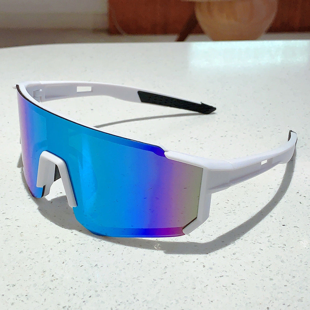 Unisex nan sporty shield sunglasses with continuous mirror lens and adjustable nose bridge Kalsten