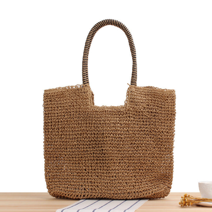 Handmade straw shoulder bag with structured design Kalsten