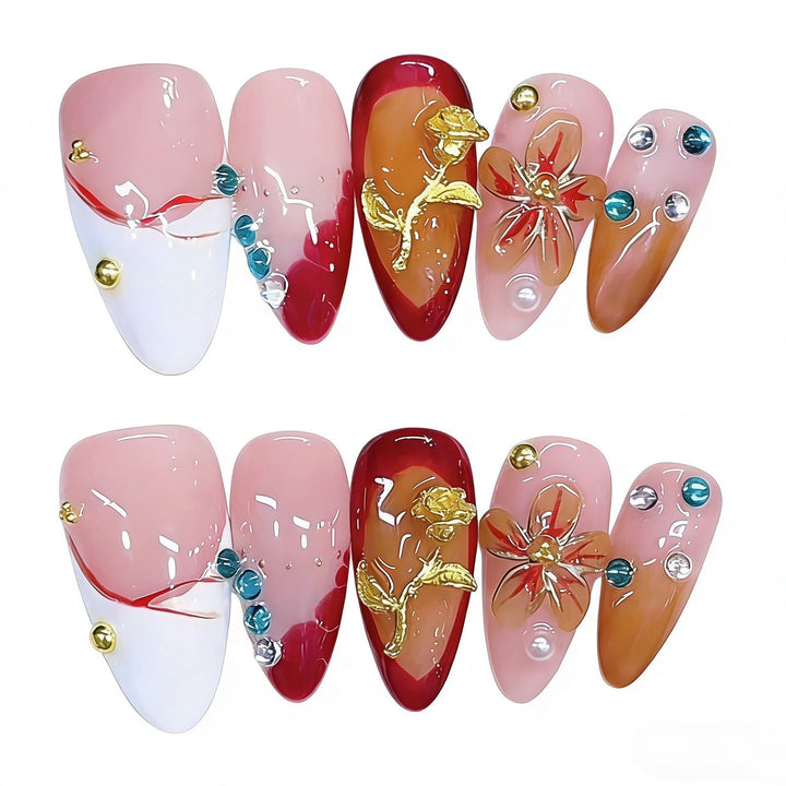 Artistic Decorated Press-On Nail Set Kalsten